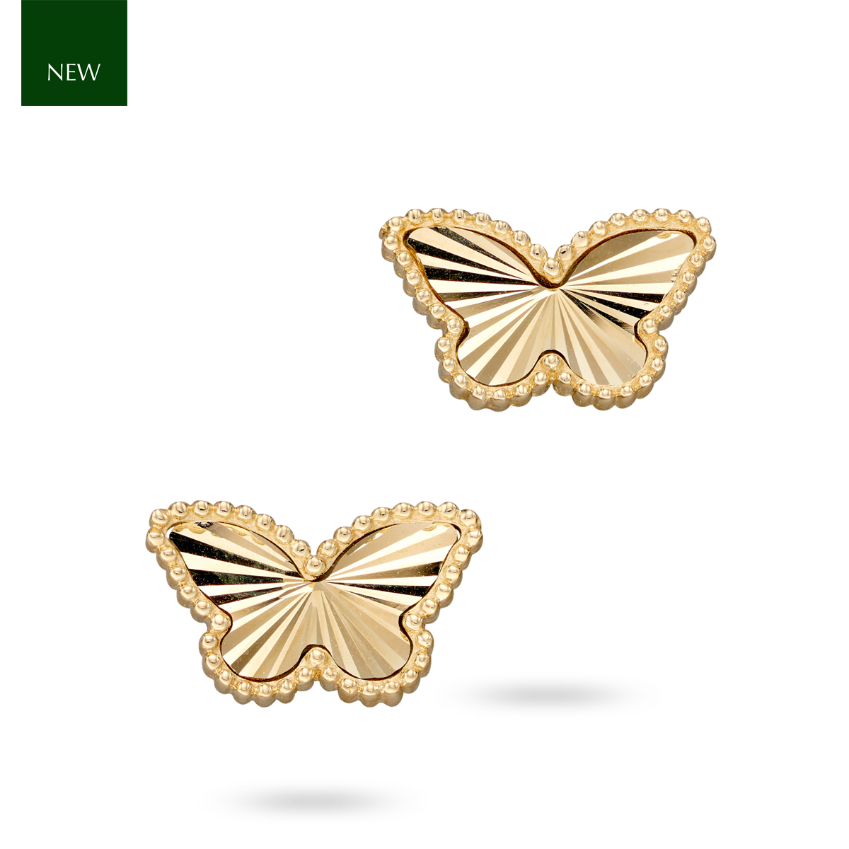 9ct Yellow Gold Diamond Cut Butterfly Stud Earrings