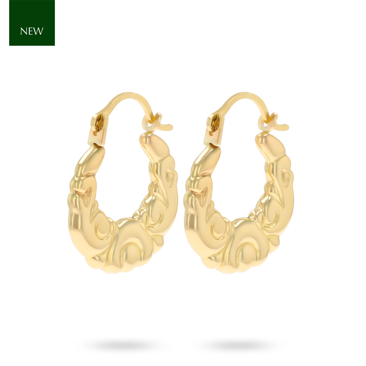 9ct Yellow Gold Micro Scroll Creole Earrings