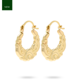 9ct Yellow Gold Micro Scroll Creole Earrings