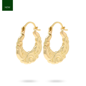9ct Yellow Gold Micro Scroll Creole Earrings