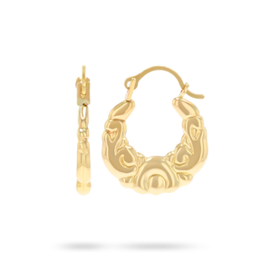 9ct Yellow Gold Micro Scroll Creole Earrings