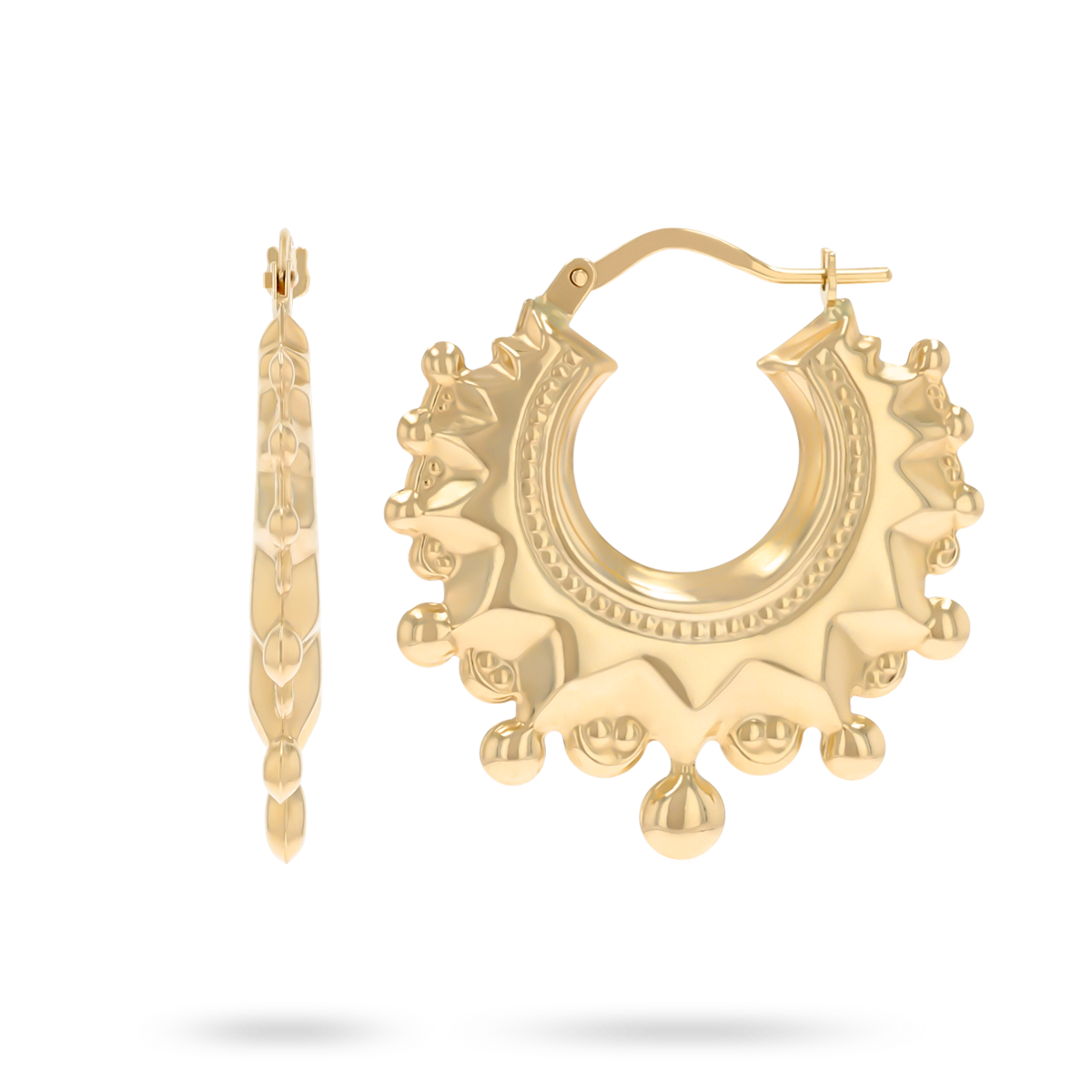 9ct Yellow Gold Round Victorian Style Creole Earrings