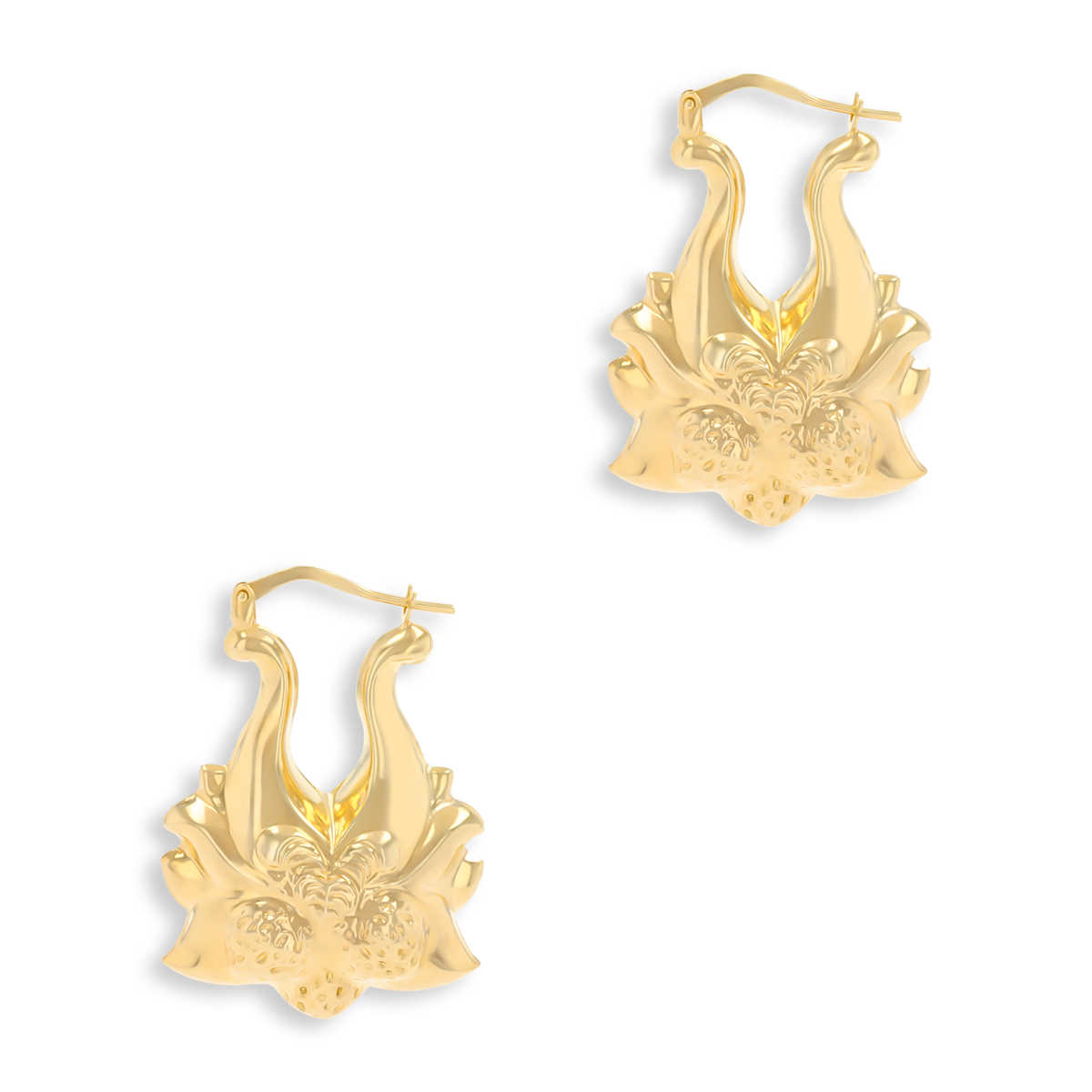 9ct Yellow Gold Strawberry Creole Earrings