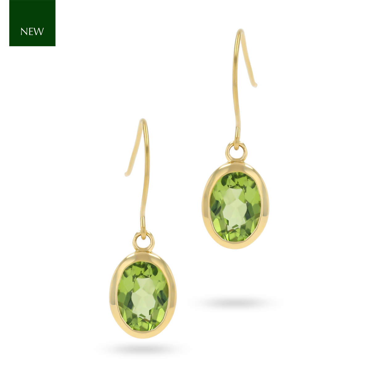 9ct Yellow Gold Oval Shaped Peridot Drop Earrings