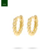 9ct Yellow Gold Twist Hinged Huggie Earrings