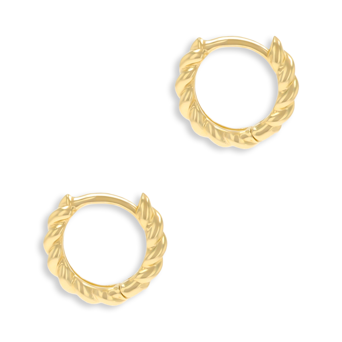 9ct Yellow Gold Twist Hinged Huggie Earrings