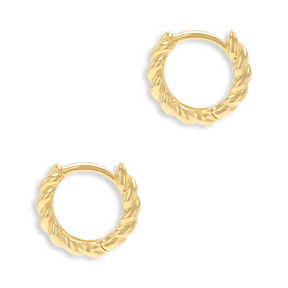 9ct Yellow Gold Twist Hinged Huggie Earrings