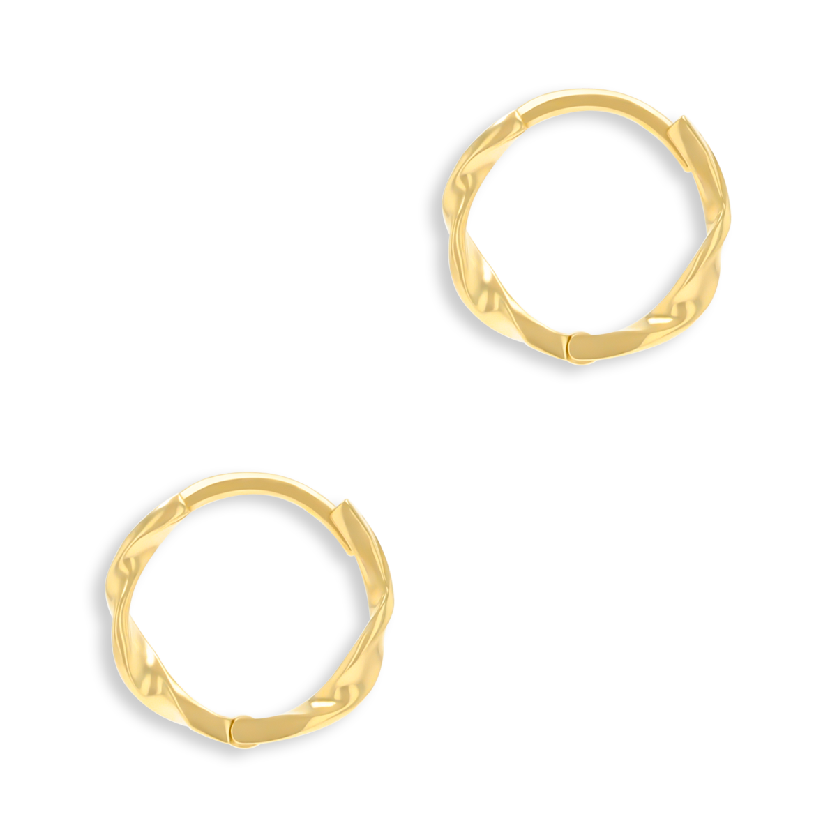9ct Yellow Gold Ribbon Twist Hinged Huggie Earrings