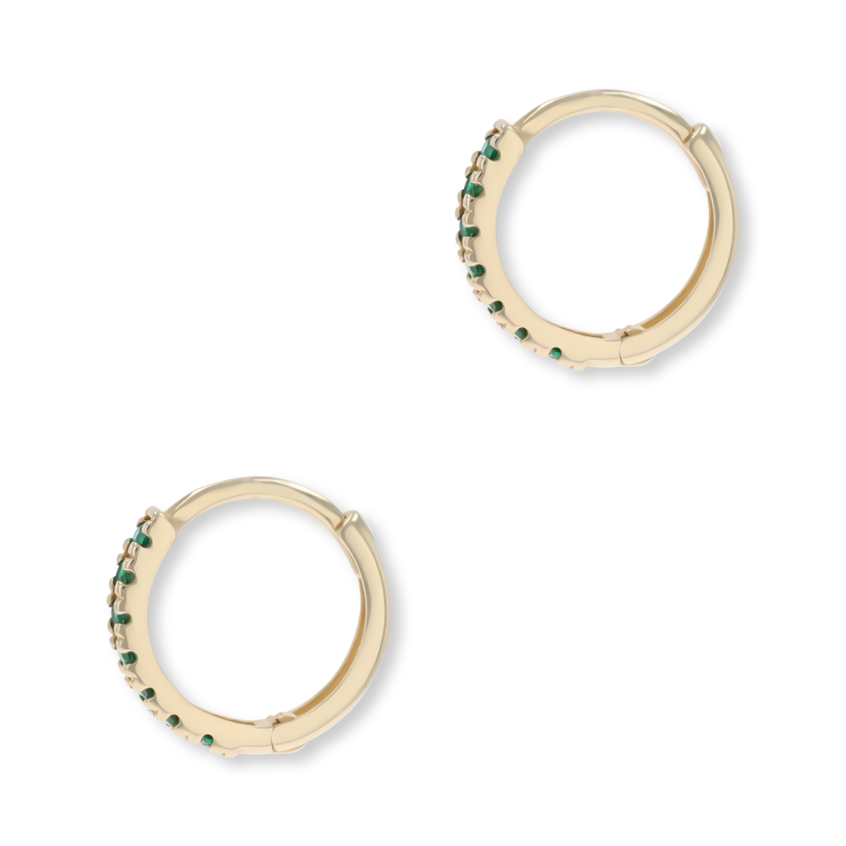 9ct Yellow Gold Green Cubic Zirconia Hinged Huggie Earrings