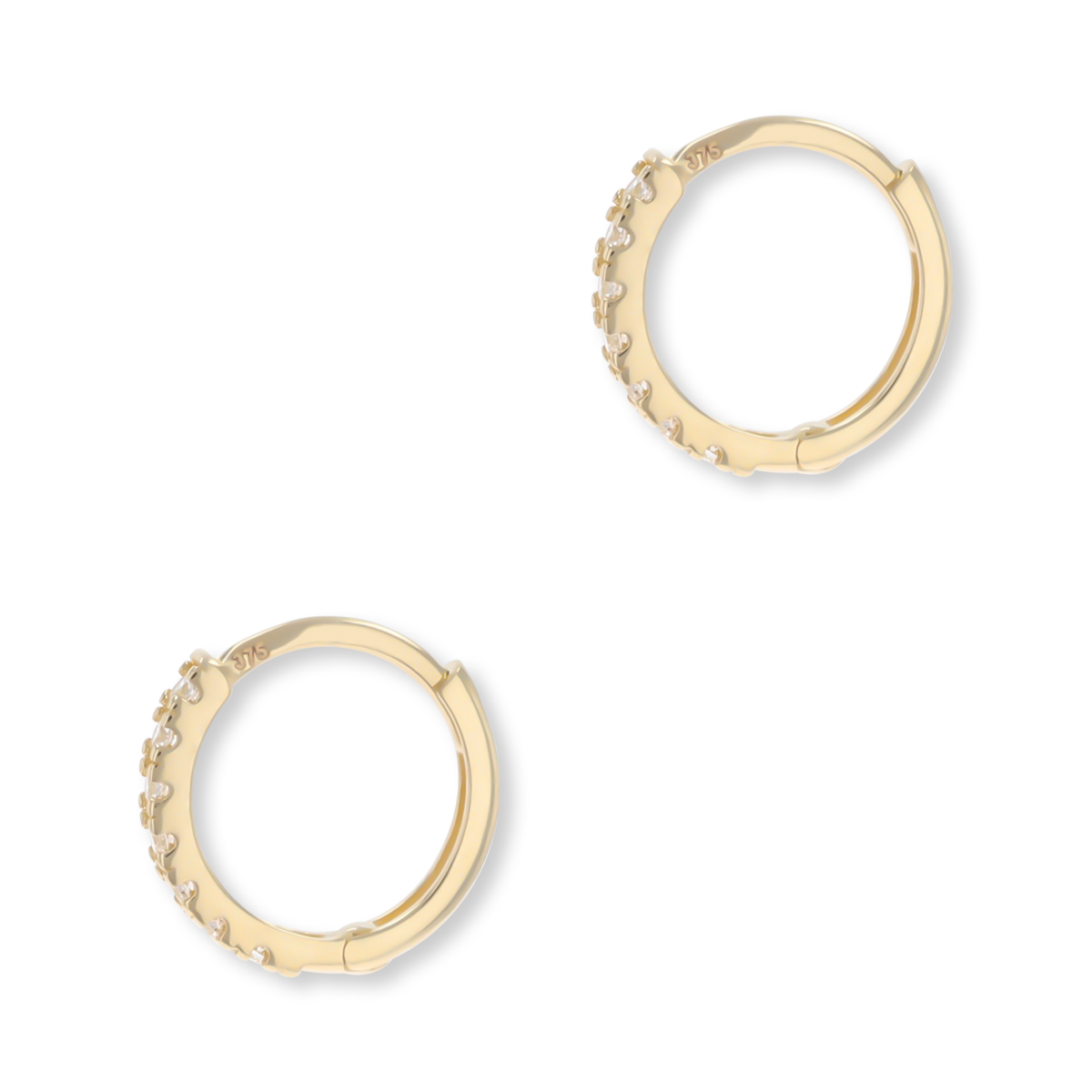9ct Yellow Gold Cubic Zirconia Hinged Huggie Earrings