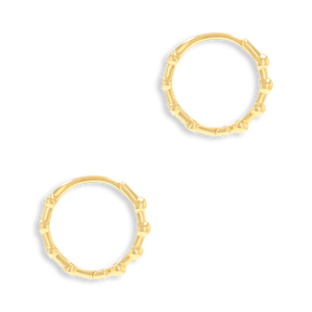 9ct Yellow Gold Cubic Zirconia Beaded Hinged Huggie Earrings