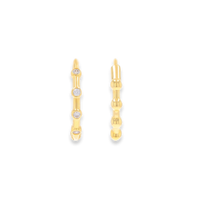 9ct Yellow Gold Cubic Zirconia Beaded Hinged Huggie Earrings