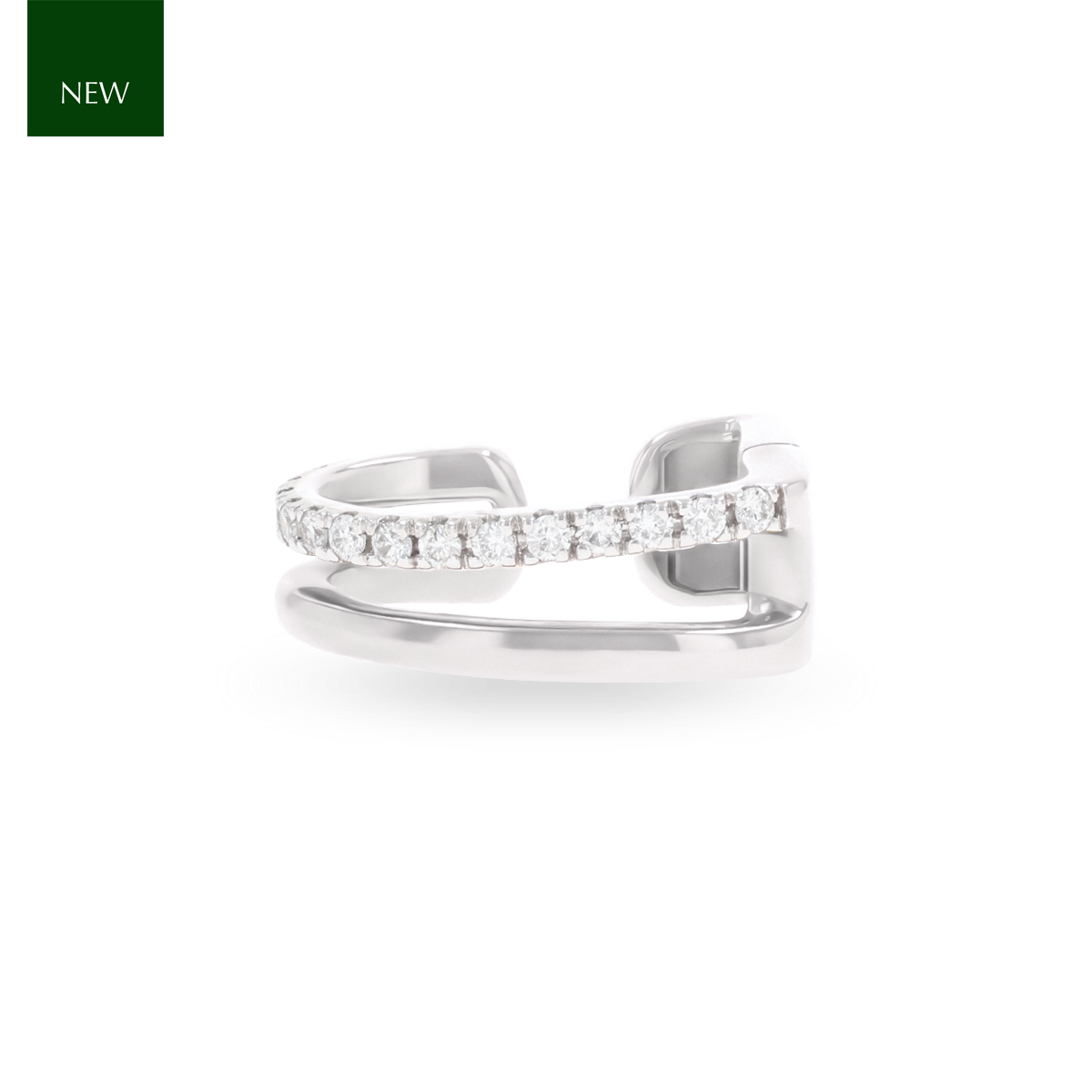 9ct White Gold Diamond Set Hinged Ear Cuff
