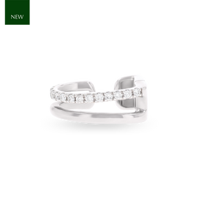 9ct White Gold Diamond Set Hinged Ear Cuff