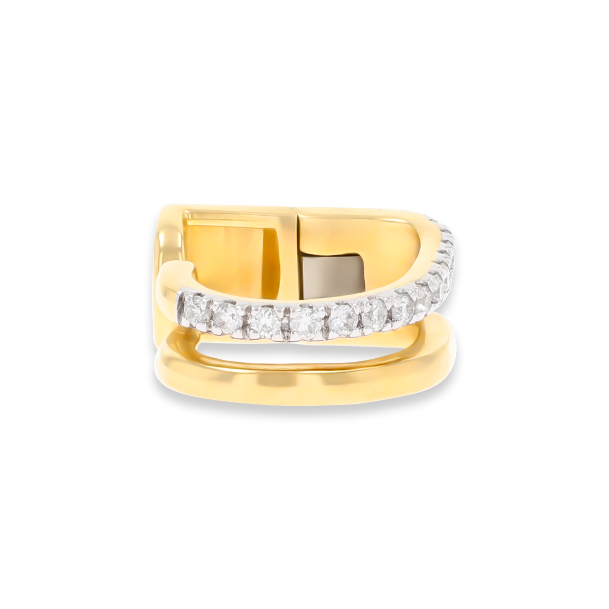 9ct Yellow Gold Diamond Set Hinged Ear Cuff