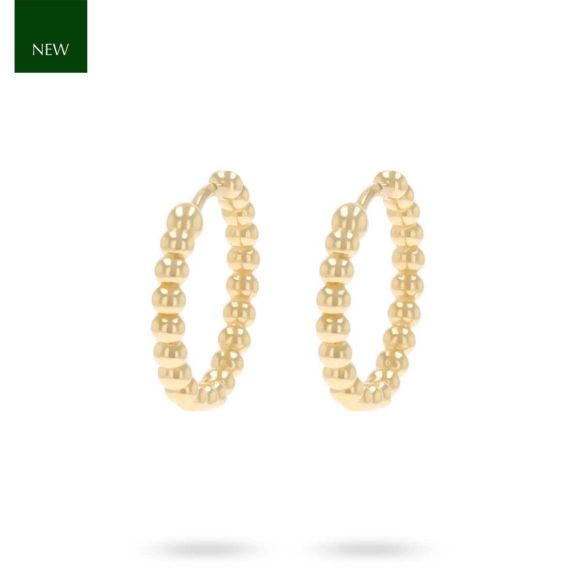 9ct Yellow Gold Beaded Clicker Earrings