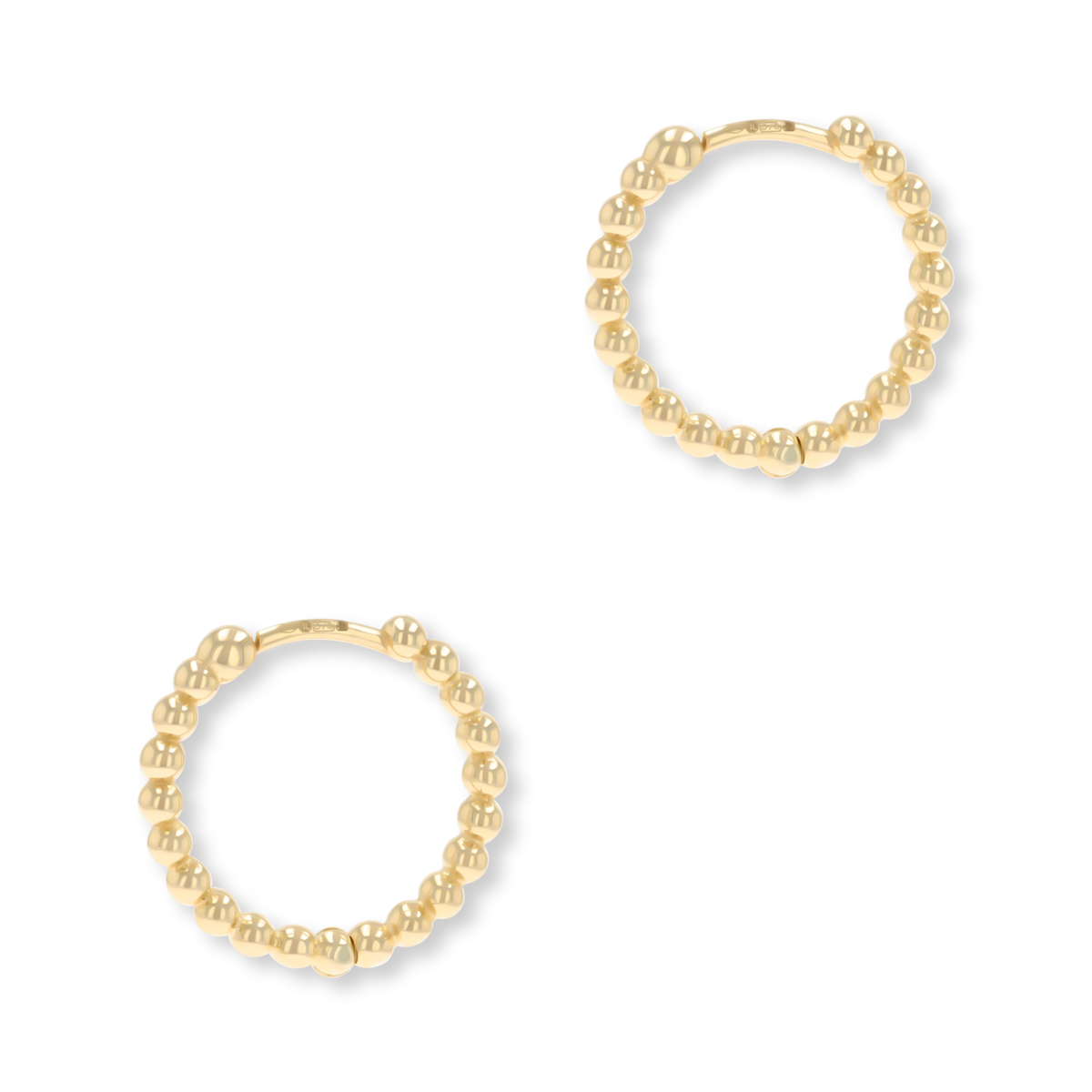 9ct Yellow Gold Beaded Clicker Earrings