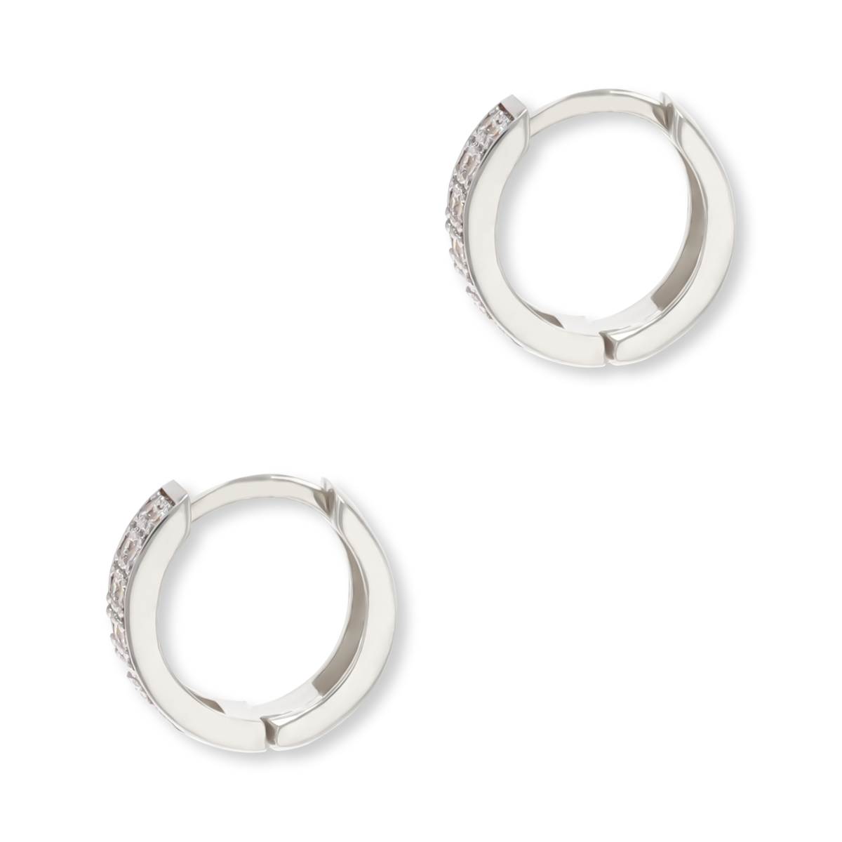 9ct White Gold Cubic Zirconia Double Row Huggie Earrings