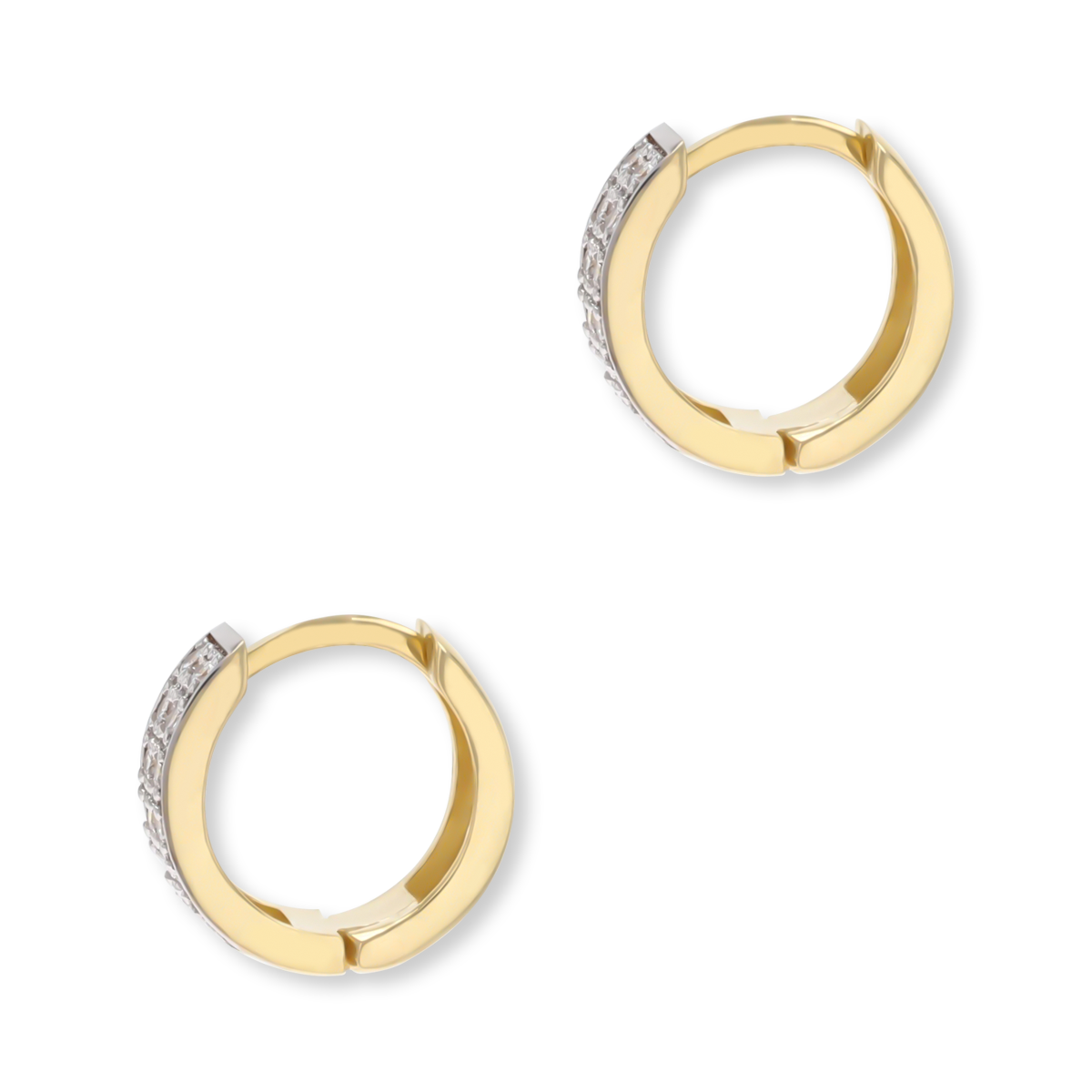 9ct Yellow Gold Cubic Zirconia Double Row Huggie Earrings