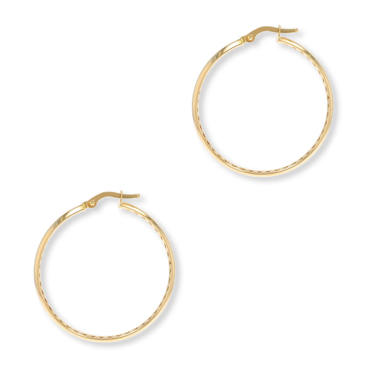 9ct Yellow Gold D-Shape Tube Hoop Earrings