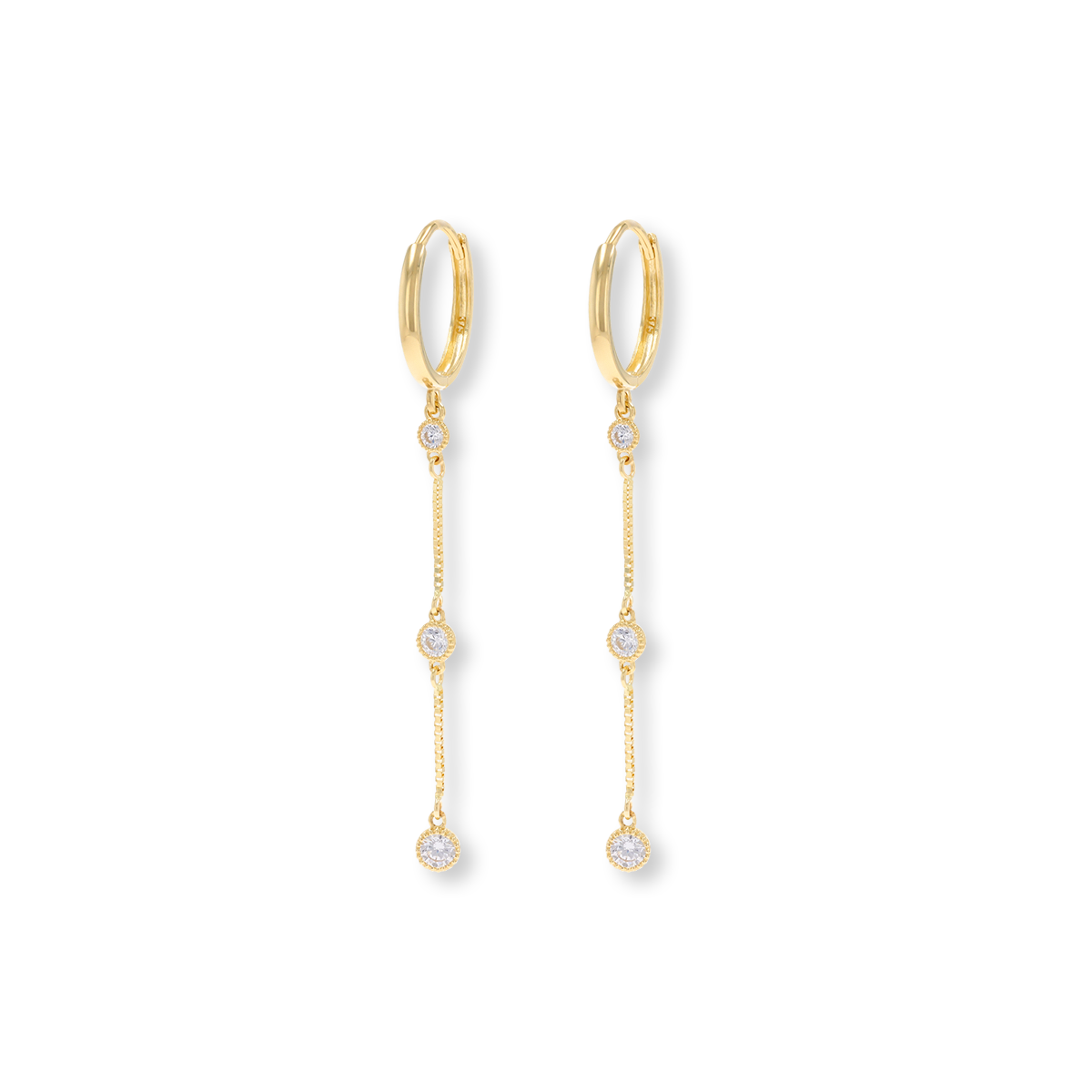9ct Yellow Gold Cubic Zirconia Chain Drop Earrings
