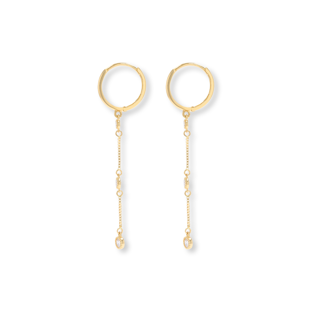 9ct Yellow Gold Cubic Zirconia Chain Drop Earrings