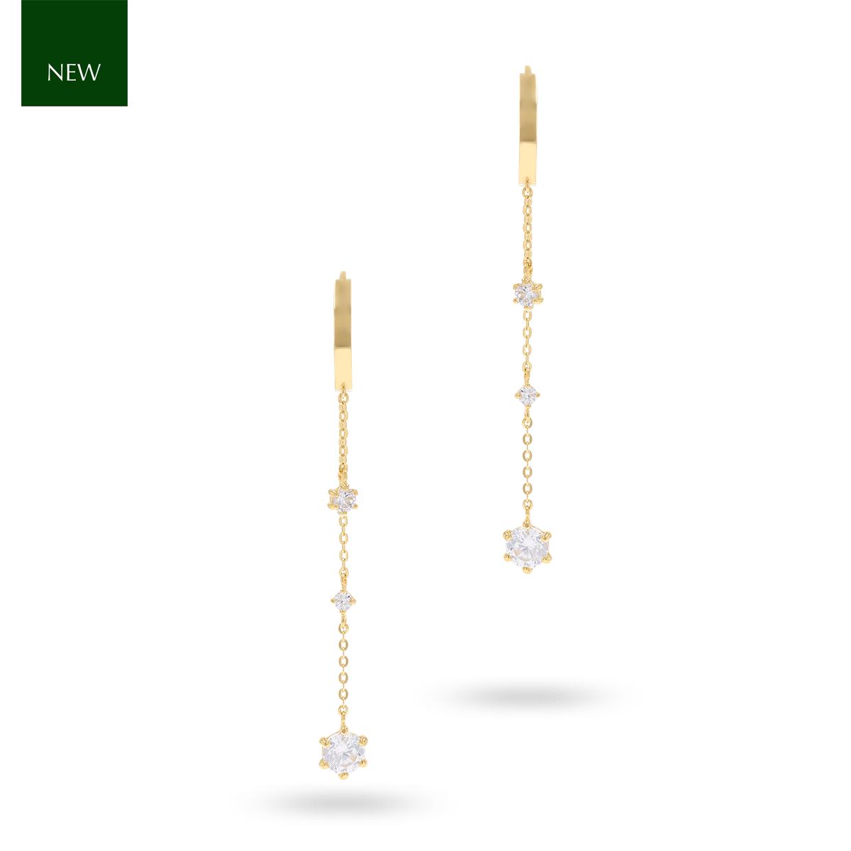 9ct Yellow Gold Cubic Zirconia Tassel Chain Drop Earrings