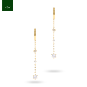 9ct Yellow Gold Cubic Zirconia Tassel Chain Drop Earrings