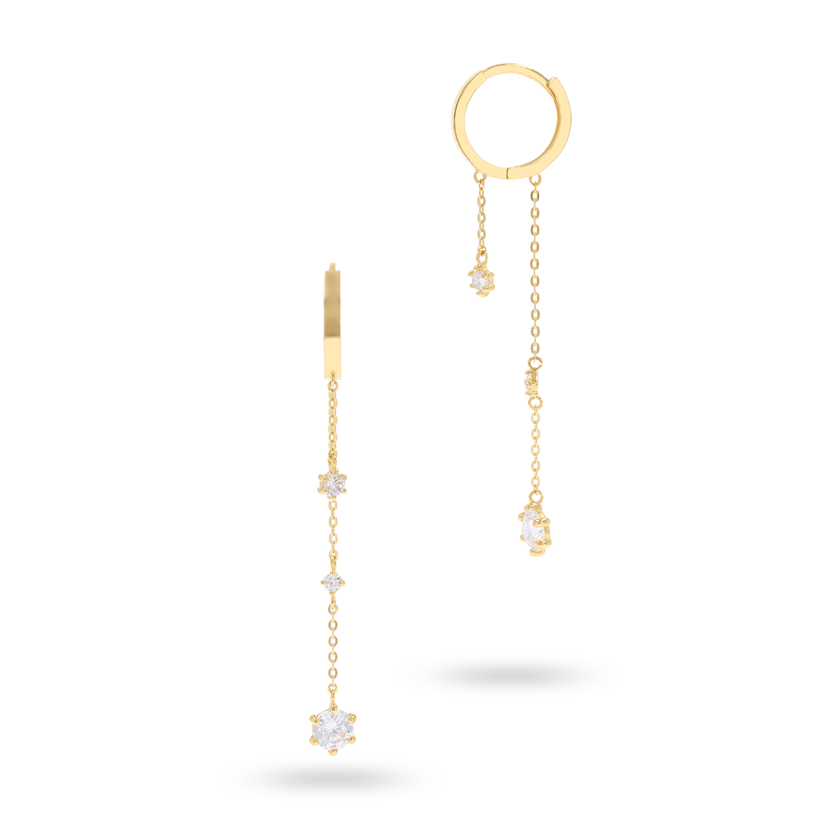 9ct Yellow Gold Cubic Zirconia Tassel Chain Drop Earrings