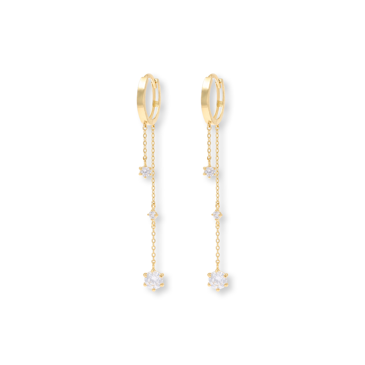 9ct Yellow Gold Cubic Zirconia Tassel Chain Drop Earrings