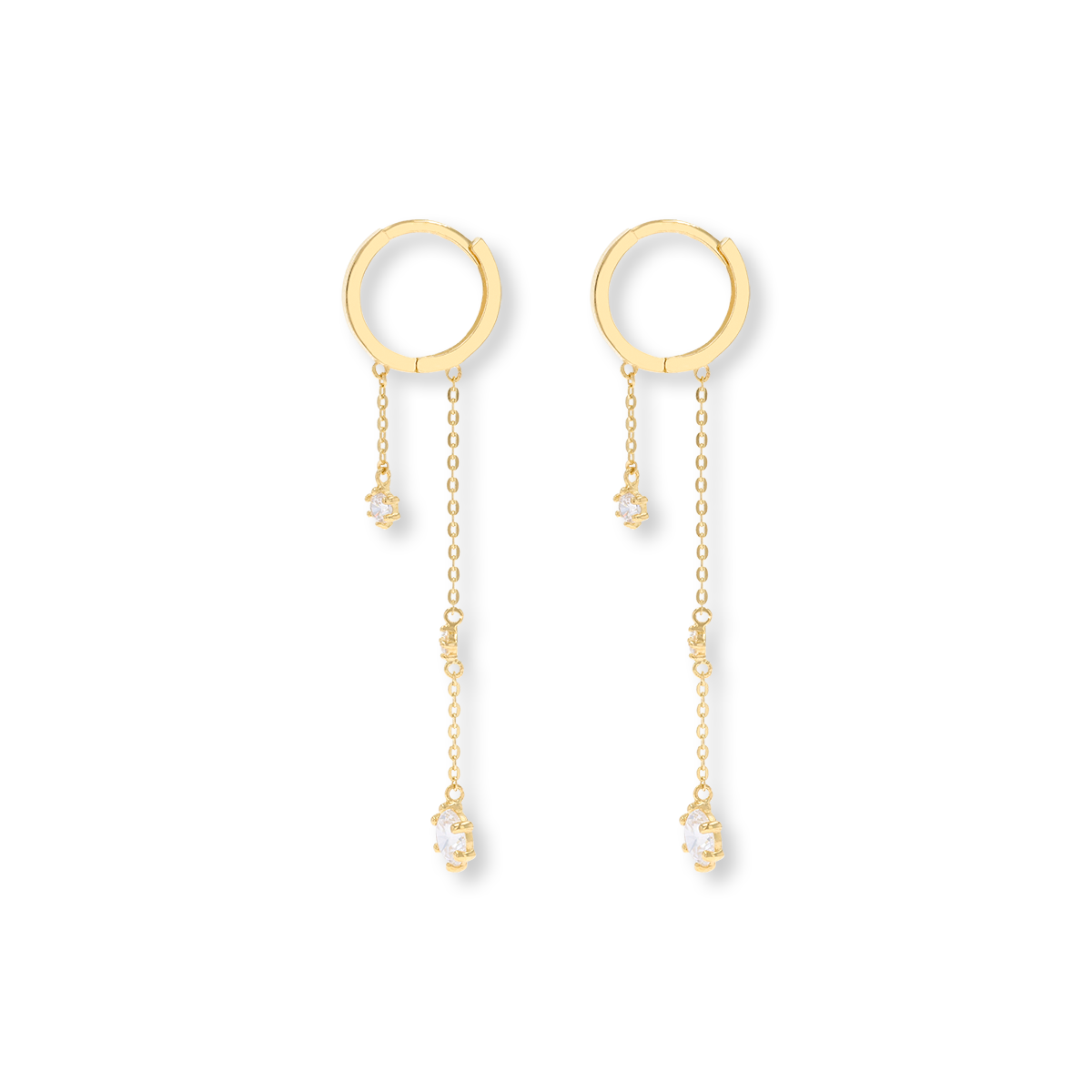 9ct Yellow Gold Cubic Zirconia Tassel Chain Drop Earrings