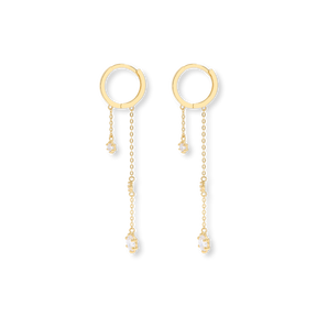 9ct Yellow Gold Cubic Zirconia Tassel Chain Drop Earrings