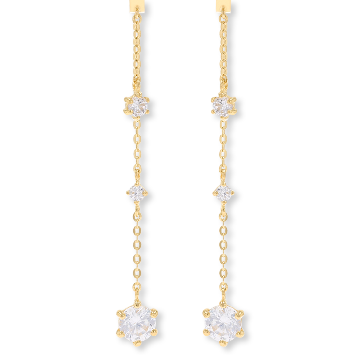 9ct Yellow Gold Cubic Zirconia Tassel Chain Drop Earrings