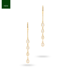 9ct Yellow Gold Cubic Zirconia Graduated Chain Drop Earrings