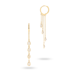 9ct Yellow Gold Cubic Zirconia Graduated Chain Drop Earrings