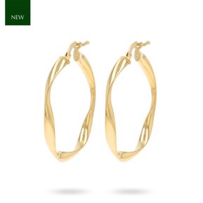 9ct Yellow Gold Gentle Twist Hoop Earrings