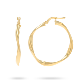 9ct Yellow Gold Gentle Twist Hoop Earrings