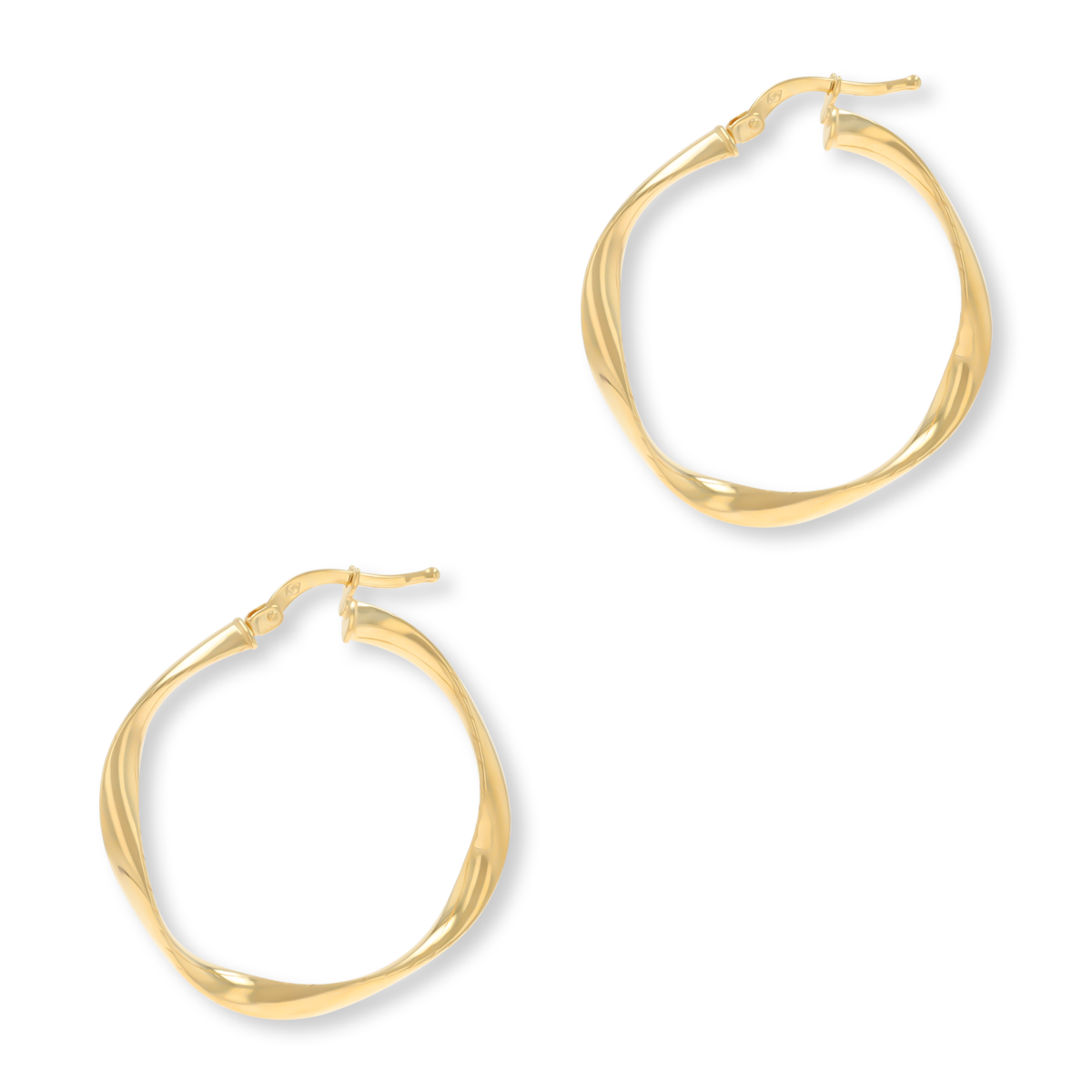 9ct Yellow Gold Gentle Twist Hoop Earrings