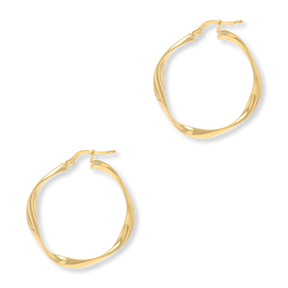 9ct Yellow Gold Gentle Twist Hoop Earrings