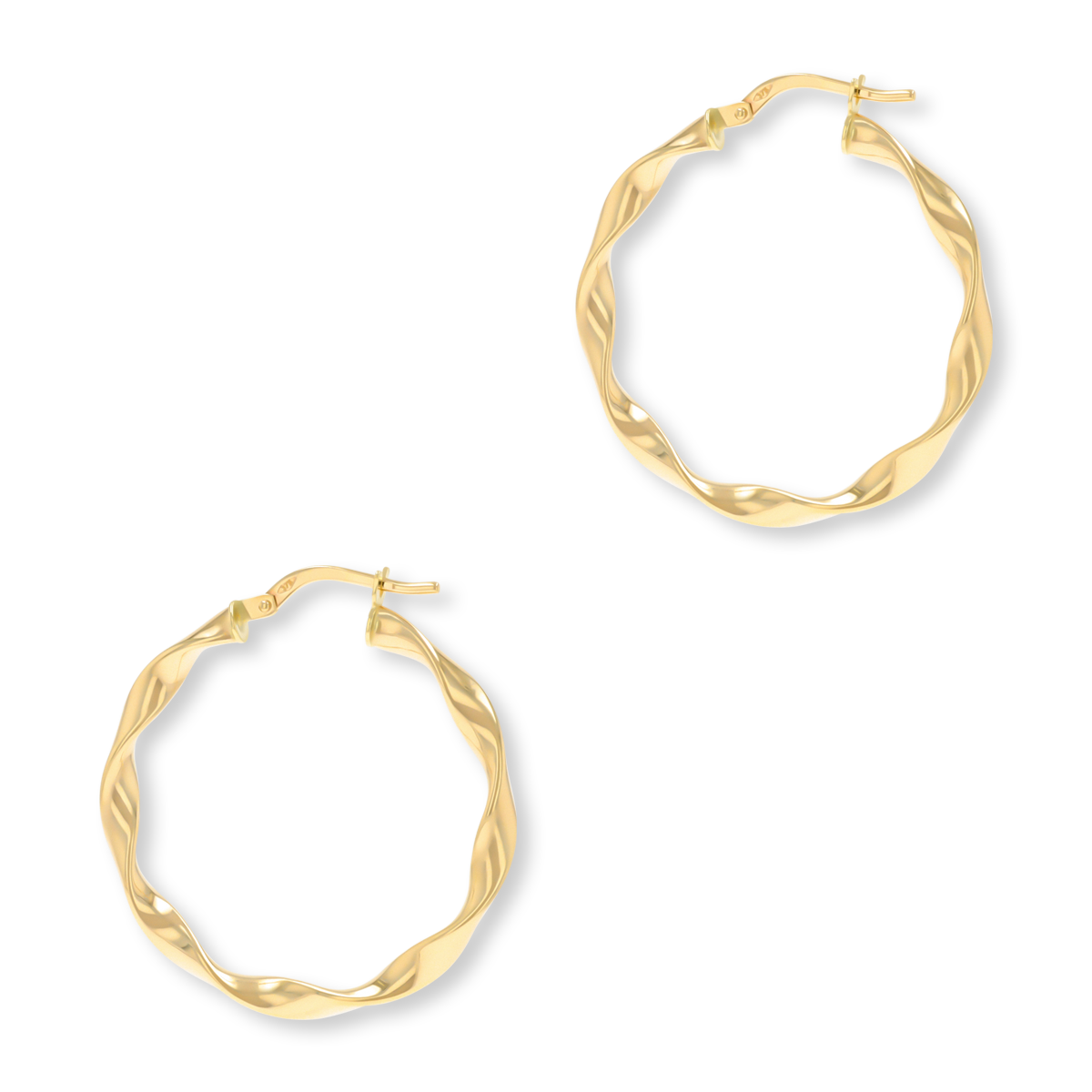 9ct Yellow Gold Ribbon Twist Hoop Earrings