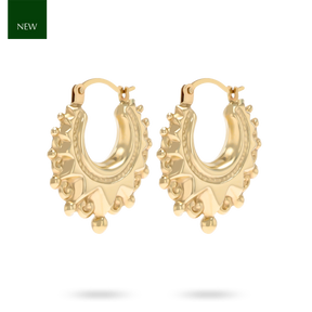 9ct Yellow Gold Round Victorian Style Swirl Creole Earrings