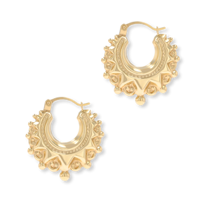 9ct Yellow Gold Round Victorian Style Swirl Creole Earrings