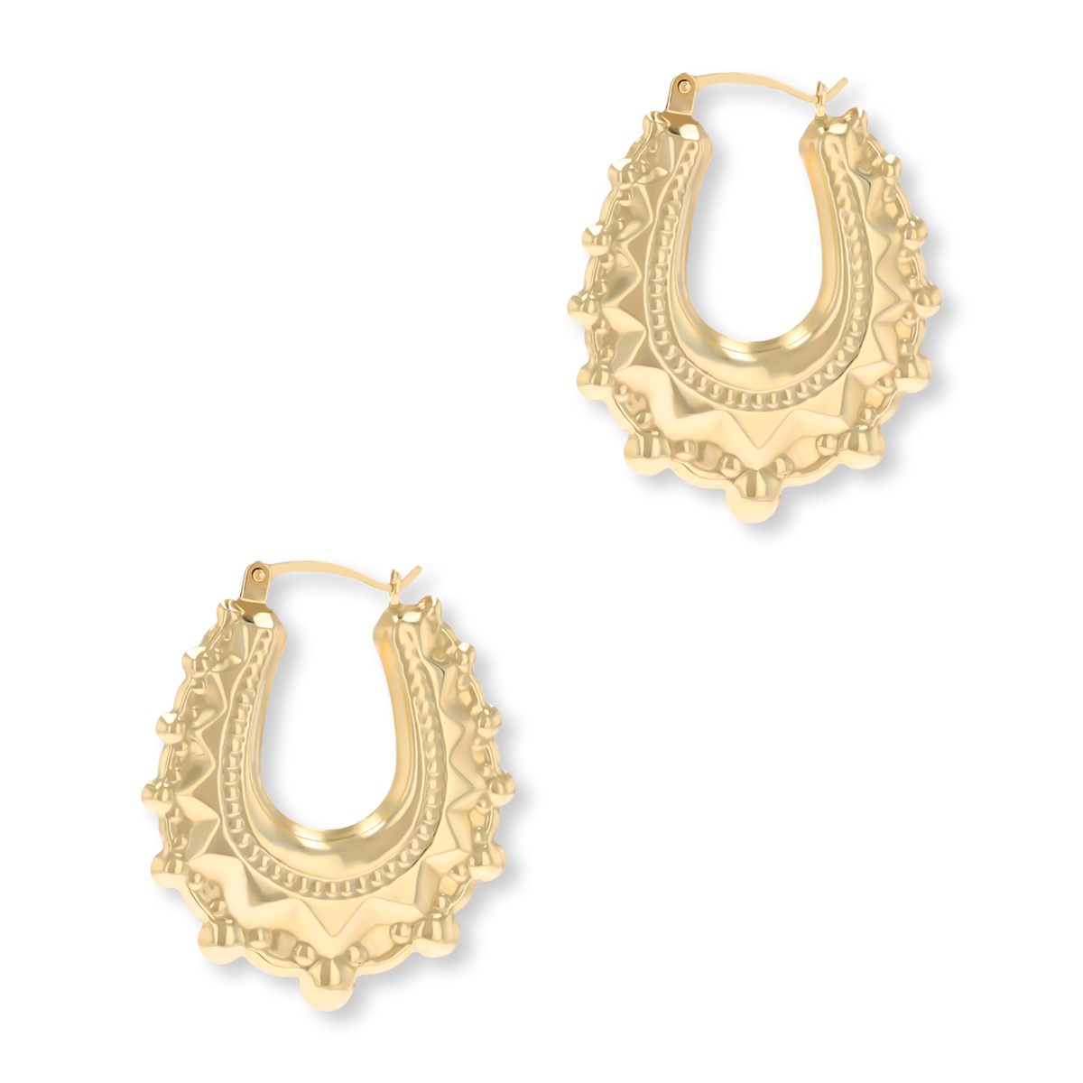 9ct Yellow Gold Oval Victorian Style Creole Earrings