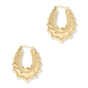 9ct Yellow Gold Oval Victorian Style Creole Earrings