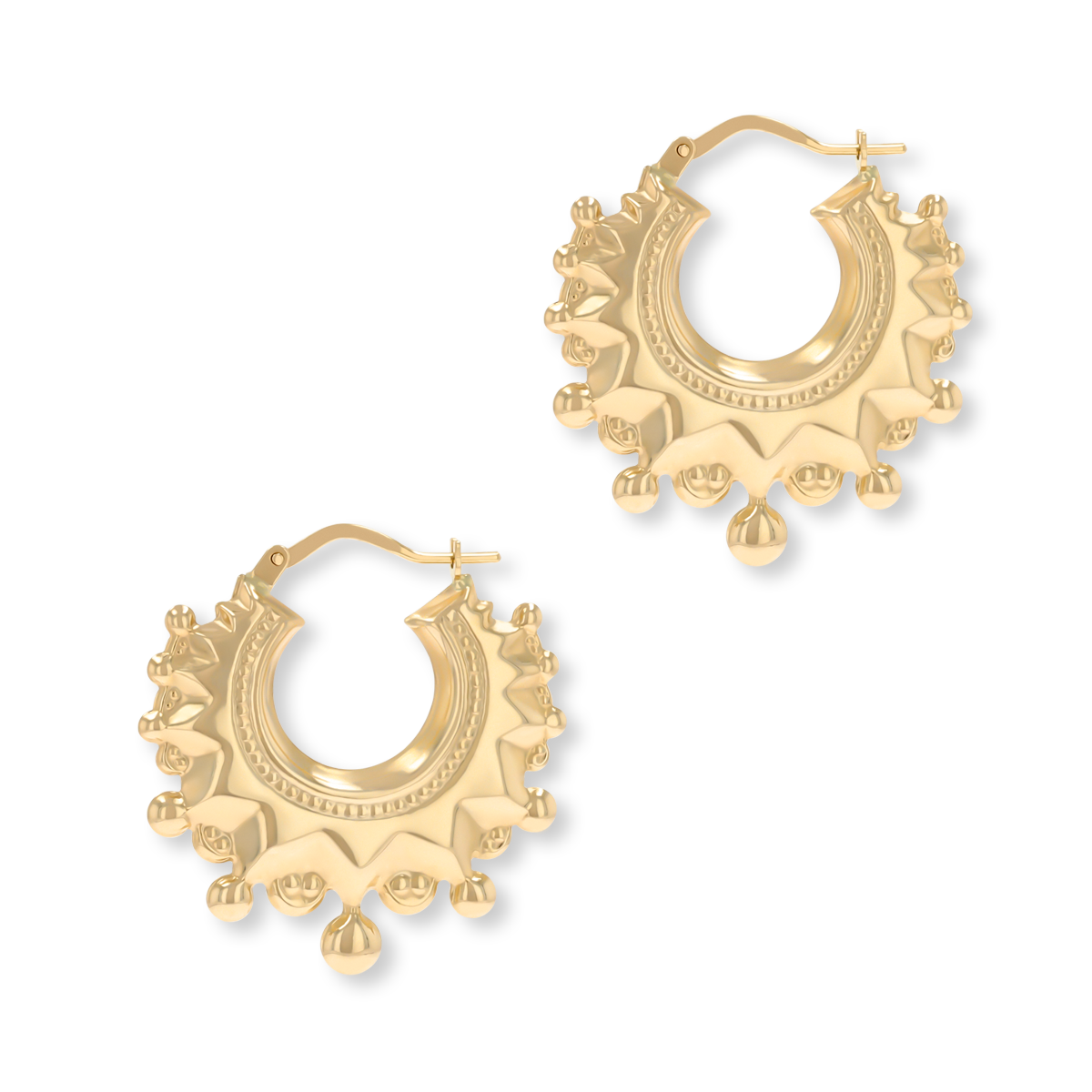 9ct Yellow Gold Round Victorian Style Creole Earrings