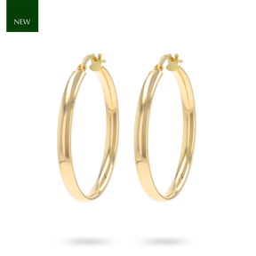 9ct Yellow Gold D-Shape Round Hoop Earrings