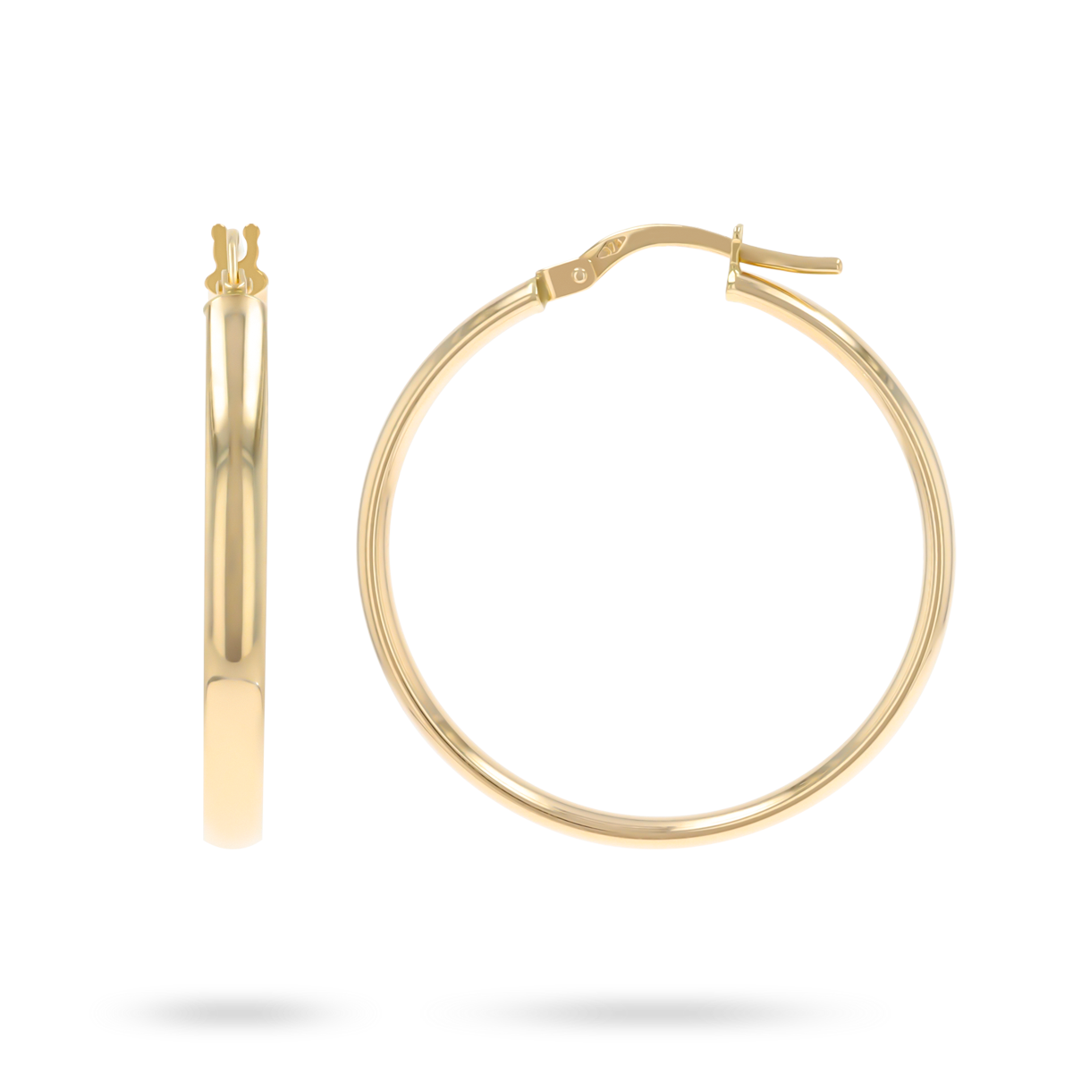 9ct Yellow Gold D-Shape Round Hoop Earrings