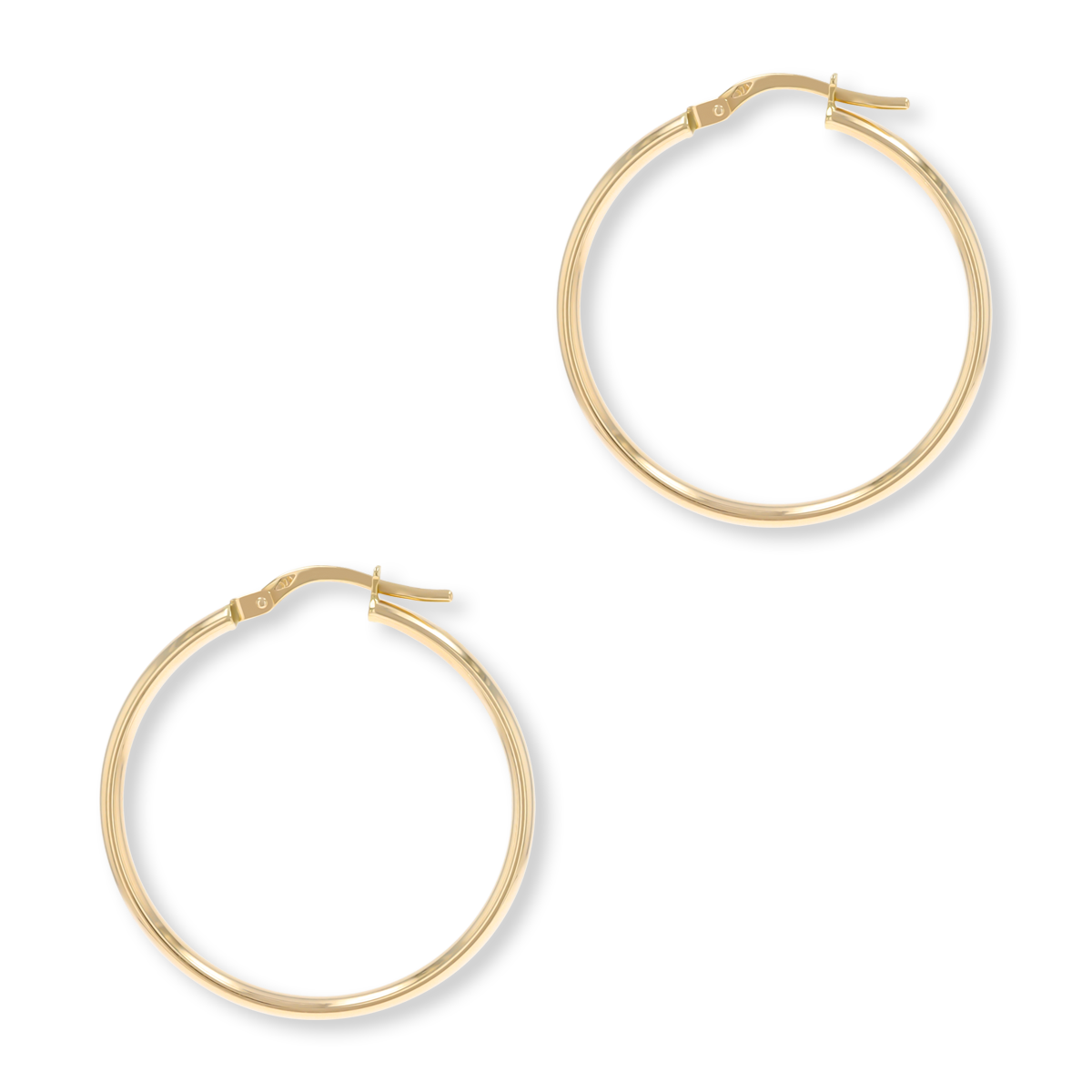 9ct Yellow Gold D-Shape Round Hoop Earrings