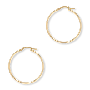 9ct Yellow Gold D-Shape Round Hoop Earrings