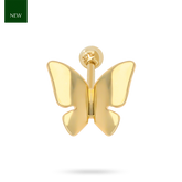 9ct Yellow Gold Butterfly Barbell Earring